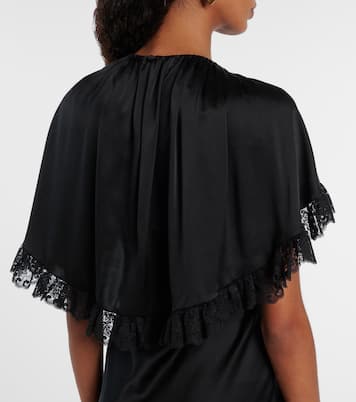 Caped lace-trimmed silk maxi dress | Chloé