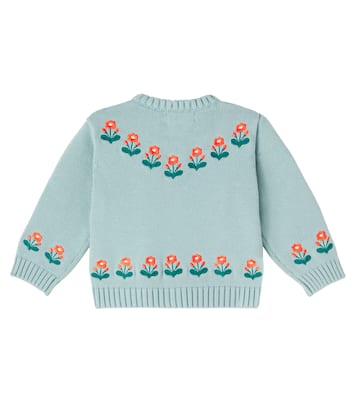 Baby Flower cotton and wool cardigan | Tinycottons