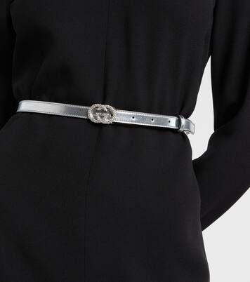 Interlocking G metallic leather belt | Gucci