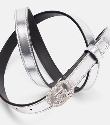 Interlocking G metallic leather belt | Gucci