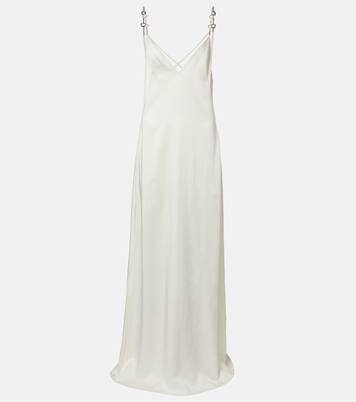 Slipdress Horsebit aus Satin mit Kristallen | Gucci