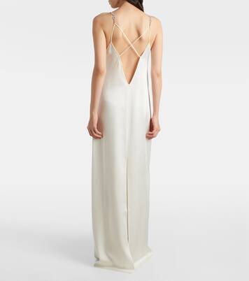 Slipdress Horsebit aus Satin mit Kristallen | Gucci