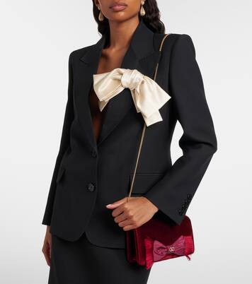 VLogo Mini bow-detail velvet crossbody bag | Valentino Garavani
