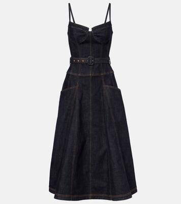 Belted denim bustier dress | Self-Portrait