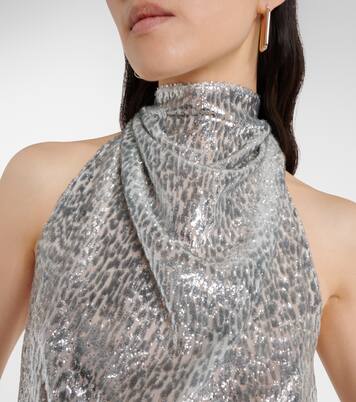 Halterneck lamé velvet top | Stella McCartney