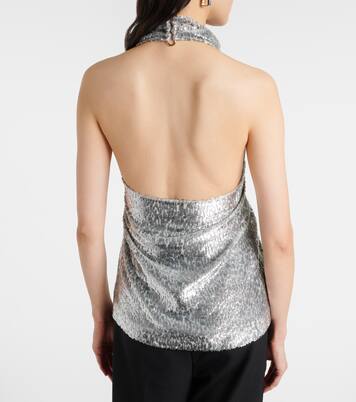 Halterneck lamé velvet top | Stella McCartney