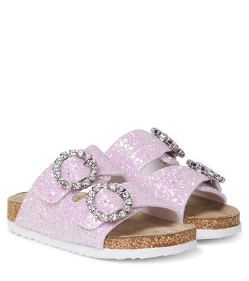 Crystal-embellished glitter sandals  | Monnalisa