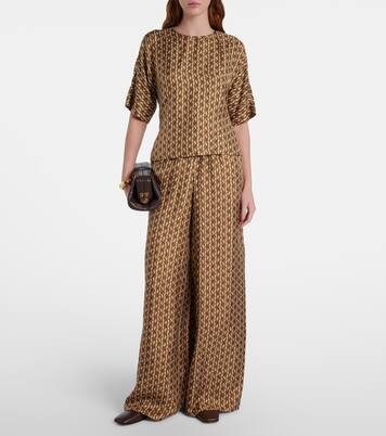 Pantalon ample Clarino imprimé en soie | Max Mara