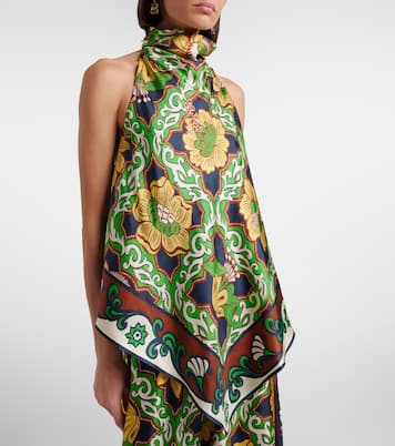 Liana printed silk satin top | Alémais