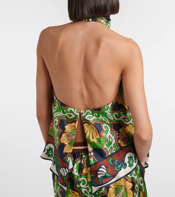 Liana printed silk satin top | Alémais