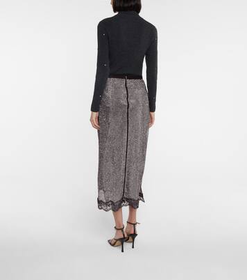 Falda midi de malla con cristales | Christopher Kane