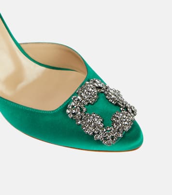 Mules Hangisimu 70 in raso con cristalli | Manolo Blahnik