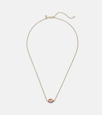 Collier Rainbow Bezel Evil Eye en or jaune 14 ct et diamant | Sydney Evan