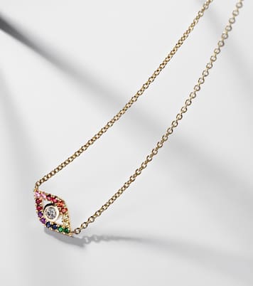 Collier Rainbow Bezel Evil Eye en or jaune 14 ct et diamant | Sydney Evan