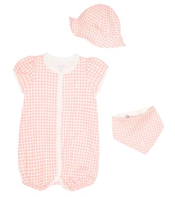 Baby gingham cotton playsuit, bib, and hat set | Polo Ralph Lauren Kids