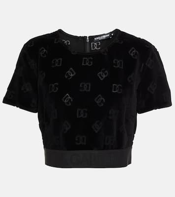 Top raccourci en velours à logo | Dolce&Gabbana