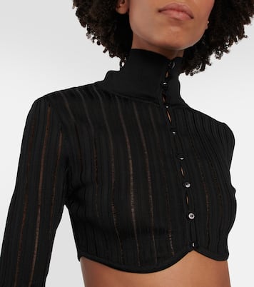 Cardigan cropped in maglia a coste | Alaïa