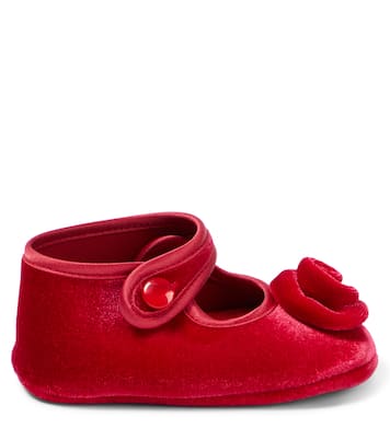 Baby floral-appliqué chenille booties | Monnalisa