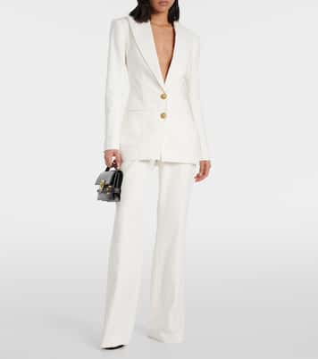 Pantalones flared de crepé con tiro alto | Balmain