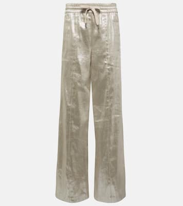 Pantalon ample en lamé et lin mélangé | Brunello Cucinelli