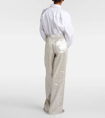 Pantalon ample en lamé et lin mélangé | Brunello Cucinelli