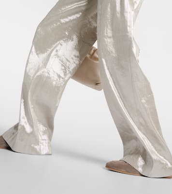 Pantalon ample en lamé et lin mélangé | Brunello Cucinelli