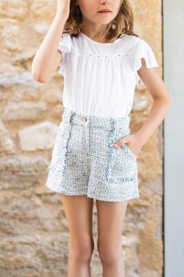 Shorts de tweed con flecos | Tartine et Chocolat
