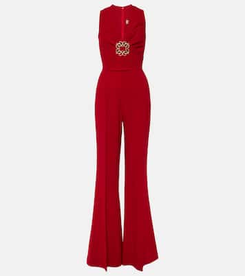 Gathered embellished cady jumpsuit | Elie Saab
