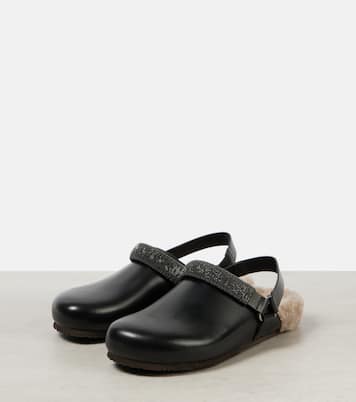 Monili shearling-lined leather clogs | Brunello Cucinelli