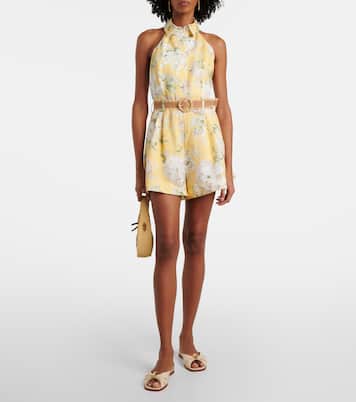 Combi-short Acacia en lin à fleurs | Zimmermann