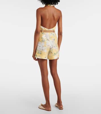 Combi-short Acacia en lin à fleurs | Zimmermann