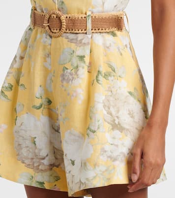 Combi-short Acacia en lin à fleurs | Zimmermann