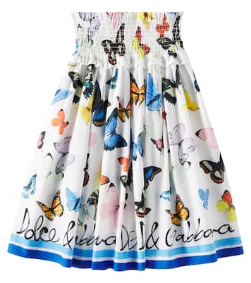 Gonna in popeline di cotone con volant | Dolce&Gabbana Kids