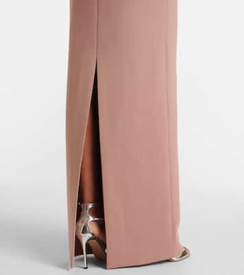 Abito lungo off-shoulder Floris con raso | Solace London