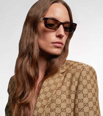 Eckige Sonnenbrille mit Kristallen | Gucci