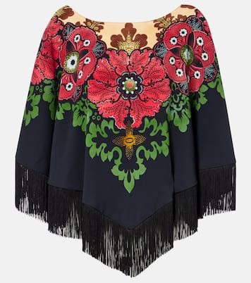 Printed fringed poncho | La DoubleJ