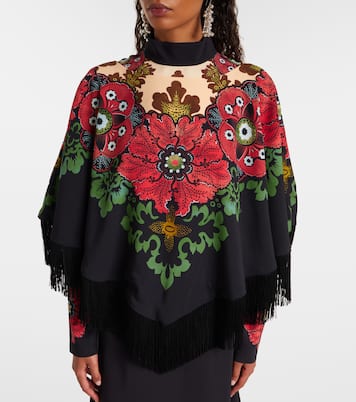 Printed fringed poncho | La DoubleJ