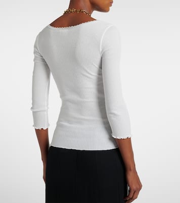 Lace-trimmed ribbed-knit cotton cardigan | Chloé