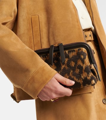 Doc leather-trimmed raffia-effect crossbody bag | Etro