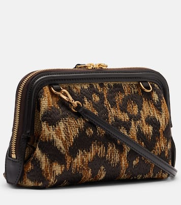 Doc leather-trimmed raffia-effect crossbody bag | Etro