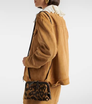 Doc leather-trimmed raffia-effect crossbody bag | Etro