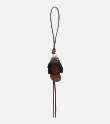 Leather-trimmed wool bag charm | Loewe