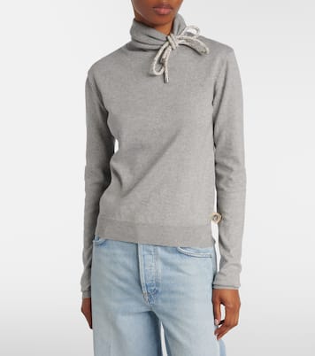 Embellished cotton and cashmere turtleneck sweater | Area