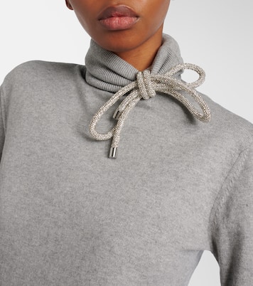 Embellished cotton and cashmere turtleneck sweater | Area