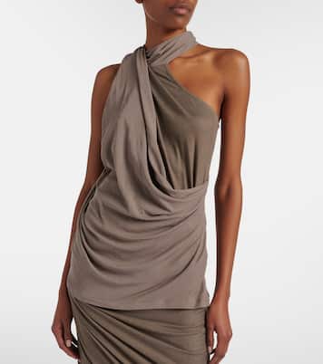 Draped halterneck cotton-blend top | Entire Studios