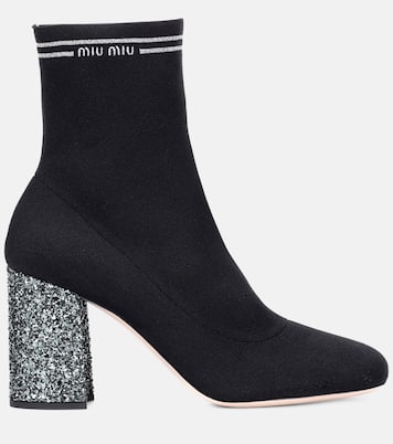 Stivaletti a calza con glitter | Miu Miu