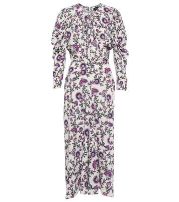 Robe midi Baga en soie mélangée à fleurs | Isabel Marant