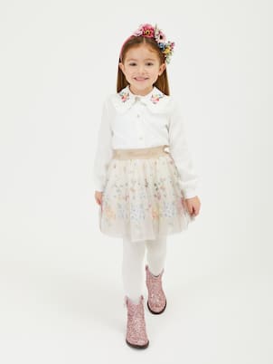 Besticktes Hemd aus Twill | Monnalisa