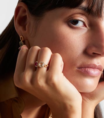 Ring Catena Double aus 18kt Gelbgold mit Saphir, Rubellit und Diamanten | Nadine Aysoy