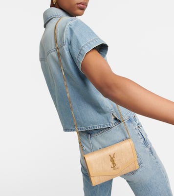 Uptown raffia wallet on chain | Saint Laurent